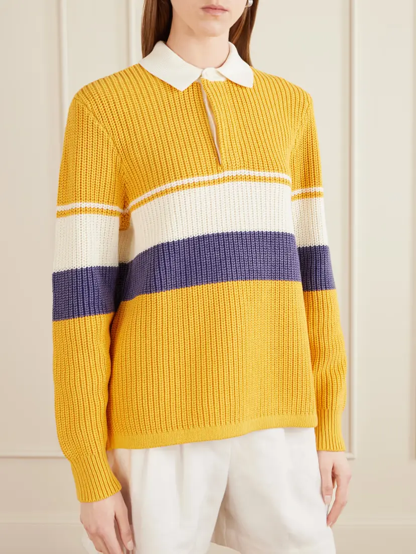Aimé Leon Dore Striped Ribbed-knit Cotton Polo Shirt | Thumbnail 3 Aimé Leon Dore Striped Ribbed-knit Cotton Polo Shirt | Thumbnail 3