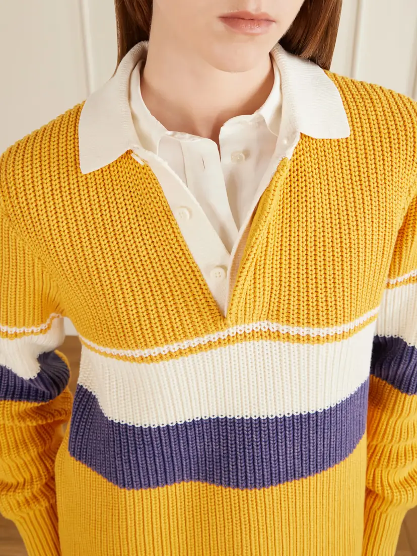 Aimé Leon Dore Striped Ribbed-knit Cotton Polo Shirt | Thumbnail 5 Aimé Leon Dore Striped Ribbed-knit Cotton Polo Shirt | Thumbnail 5