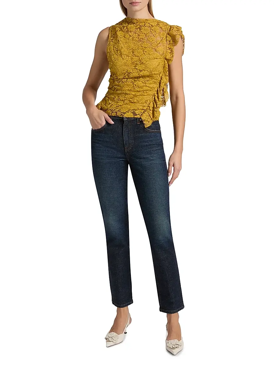 A.L.C. A. L.C. Women's Astrid Ruffle-Trim Lace Top | Thumbnail 2 A.L.C. A. L.C. Women's Astrid Ruffle-Trim Lace Top | Thumbnail 2