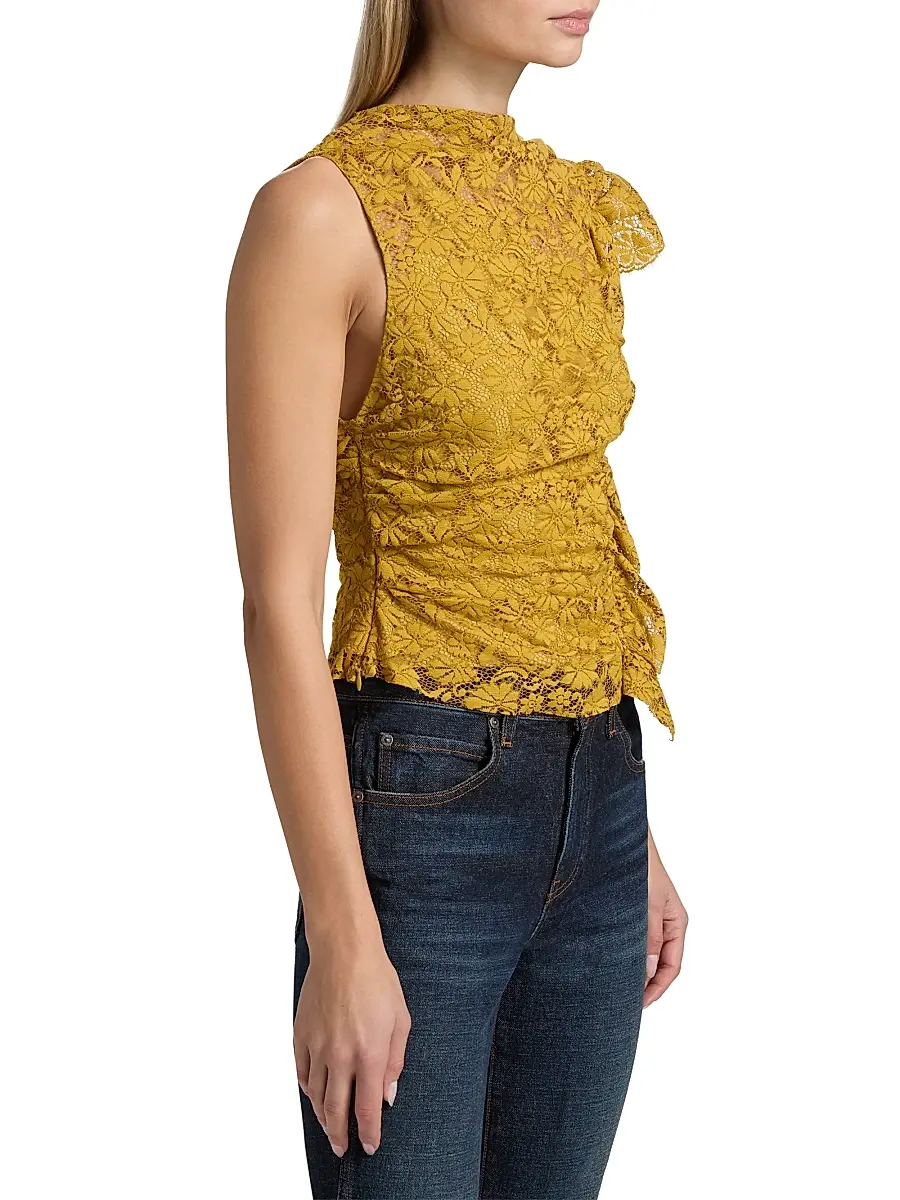 A.L.C. A. L.C. Women's Astrid Ruffle-Trim Lace Top | Thumbnail 4 A.L.C. A. L.C. Women's Astrid Ruffle-Trim Lace Top | Thumbnail 4