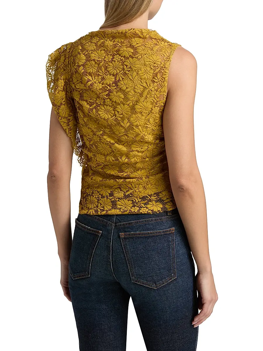 A.L.C. A. L.C. Women's Astrid Ruffle-Trim Lace Top | Thumbnail 5 A.L.C. A. L.C. Women's Astrid Ruffle-Trim Lace Top | Thumbnail 5