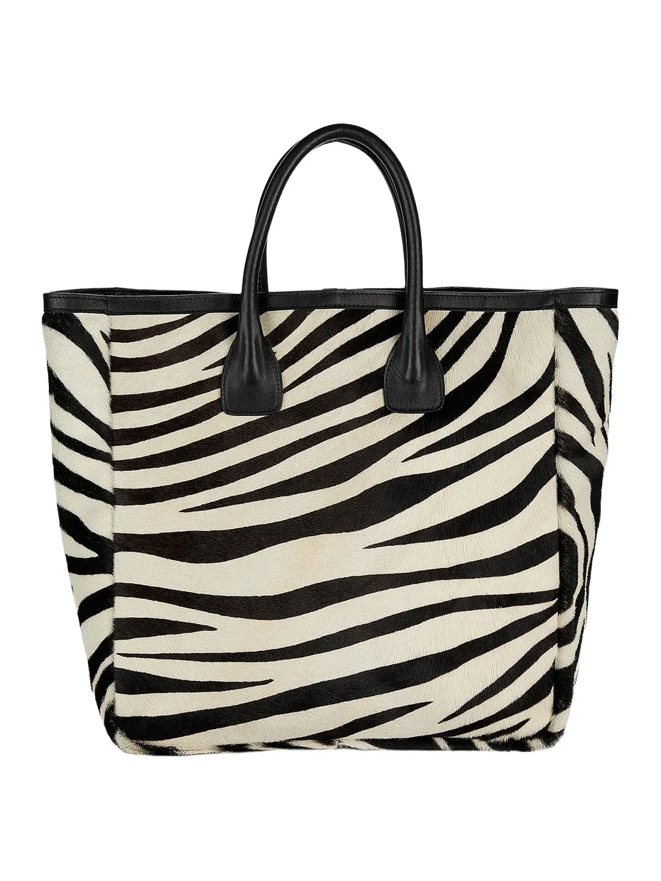 Nili Lotan Women's Freddie Zebra-Print Calf Hair Tote Bag