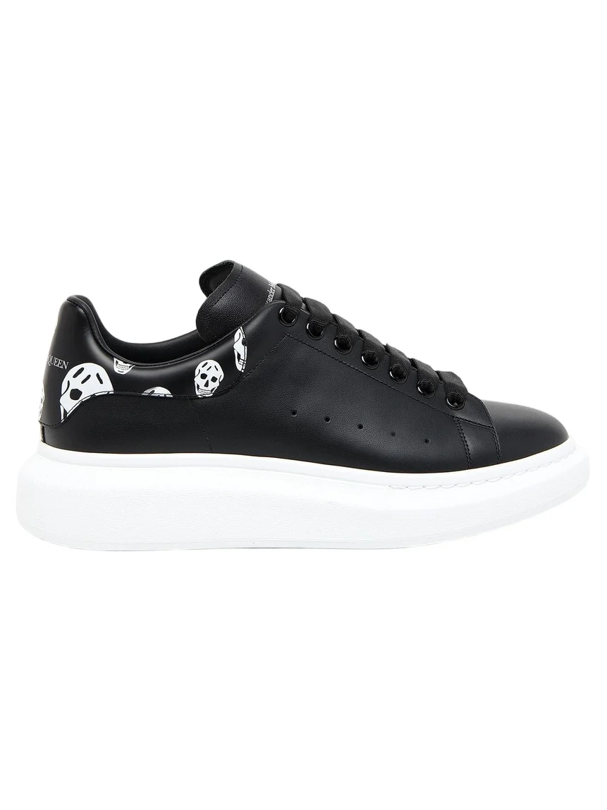 Alexander McQueen Men's Oversized Skull-Print Leather Low-Top Sneakers