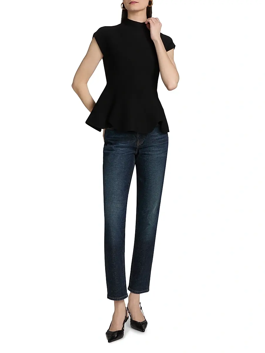 Cara Cara Women's Joanie Milano Stitch Peplum Top - Black Otoman Stitch | Thumbnail 2 Cara Cara Women's Joanie Milano Stitch Peplum Top - Black Otoman Stitch | Thumbnail 2