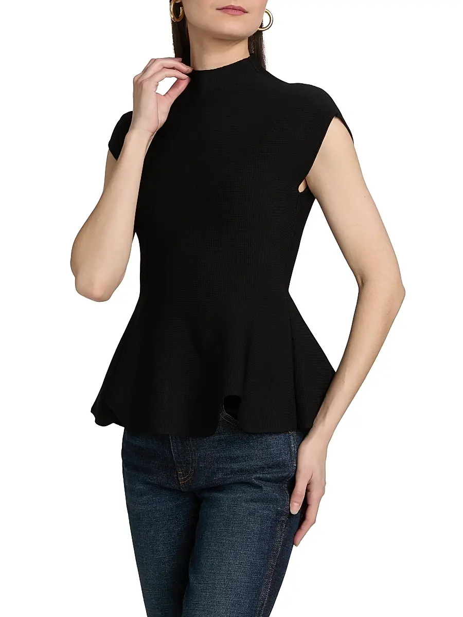 Cara Cara Women's Joanie Milano Stitch Peplum Top - Black Otoman Stitch | Thumbnail 4 Cara Cara Women's Joanie Milano Stitch Peplum Top - Black Otoman Stitch | Thumbnail 4