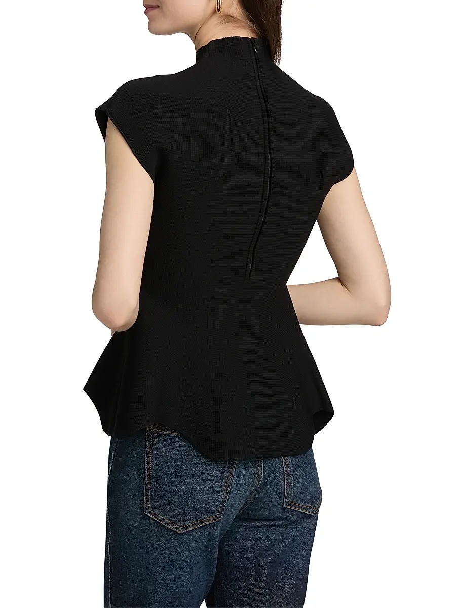 Cara Cara Women's Joanie Milano Stitch Peplum Top - Black Otoman Stitch | Thumbnail 5 Cara Cara Women's Joanie Milano Stitch Peplum Top - Black Otoman Stitch | Thumbnail 5