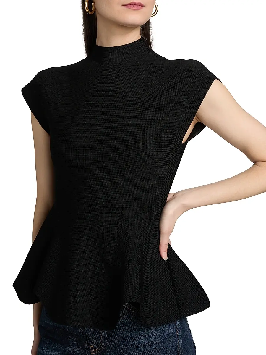 Cara Cara Women's Joanie Milano Stitch Peplum Top - Black Otoman Stitch | Thumbnail 6 Cara Cara Women's Joanie Milano Stitch Peplum Top - Black Otoman Stitch | Thumbnail 6