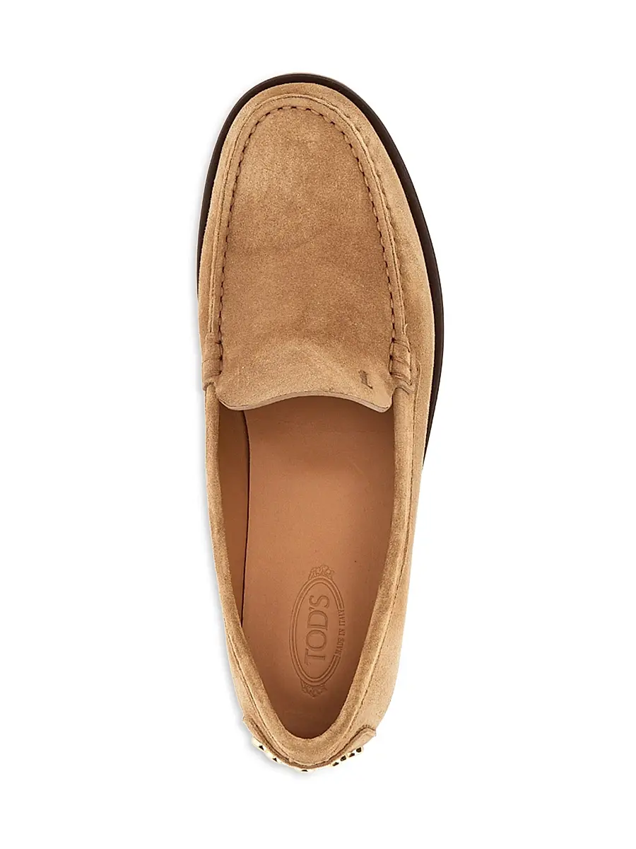 Tod's Women's Apron Toe Suede Loafers | Thumbnail 4