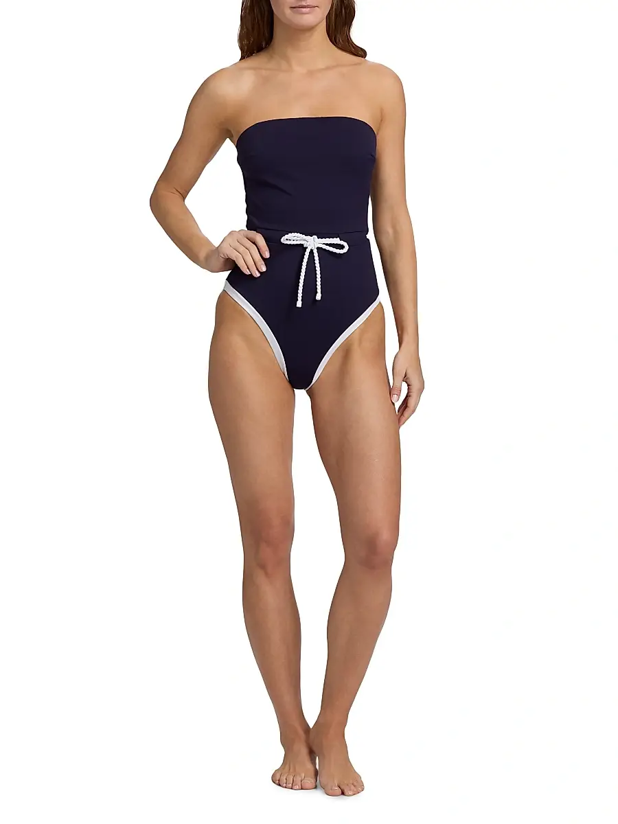 Milly Women's Solid Belted One-Piece Swimsuit | Thumbnail 2 Milly Women's Solid Belted One-Piece Swimsuit | Thumbnail 2