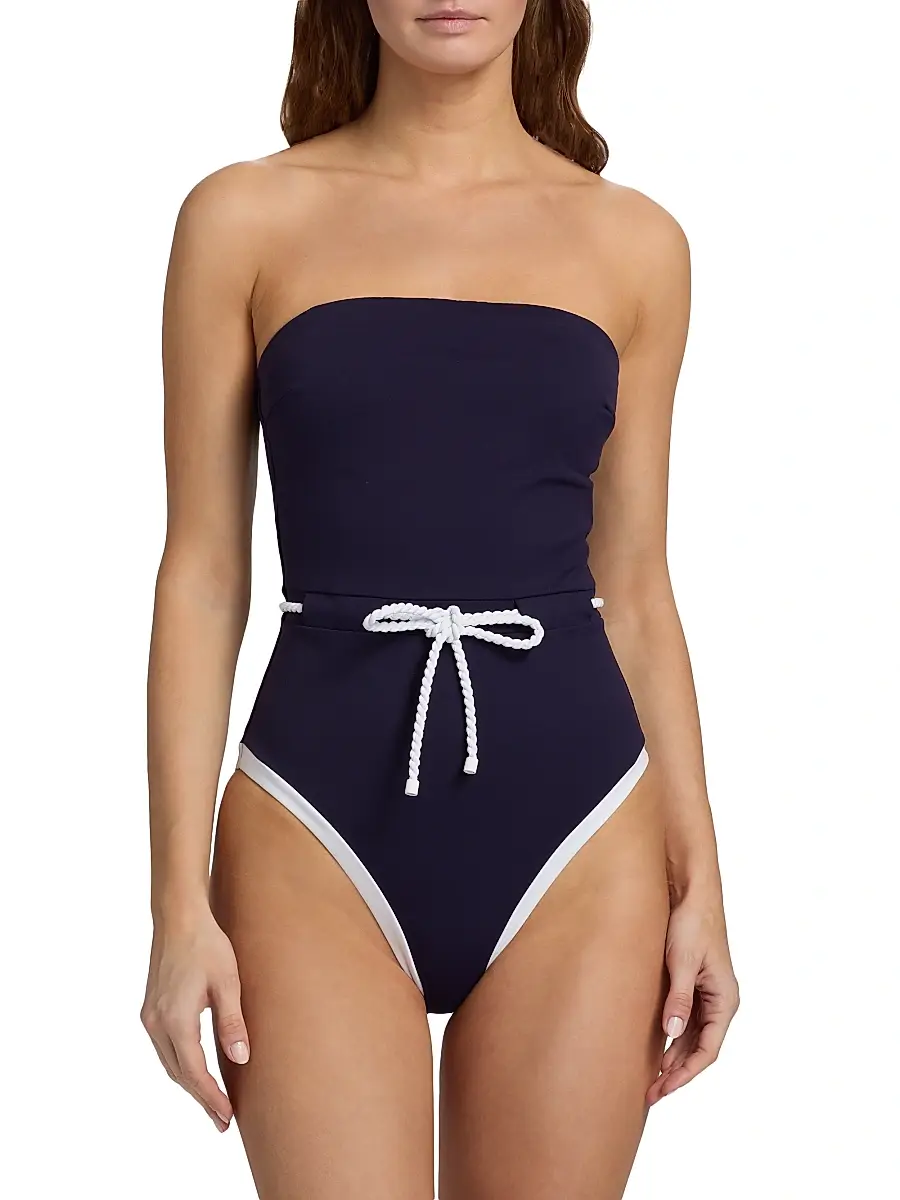 Milly Women's Solid Belted One-Piece Swimsuit | Thumbnail 3 Milly Women's Solid Belted One-Piece Swimsuit | Thumbnail 3