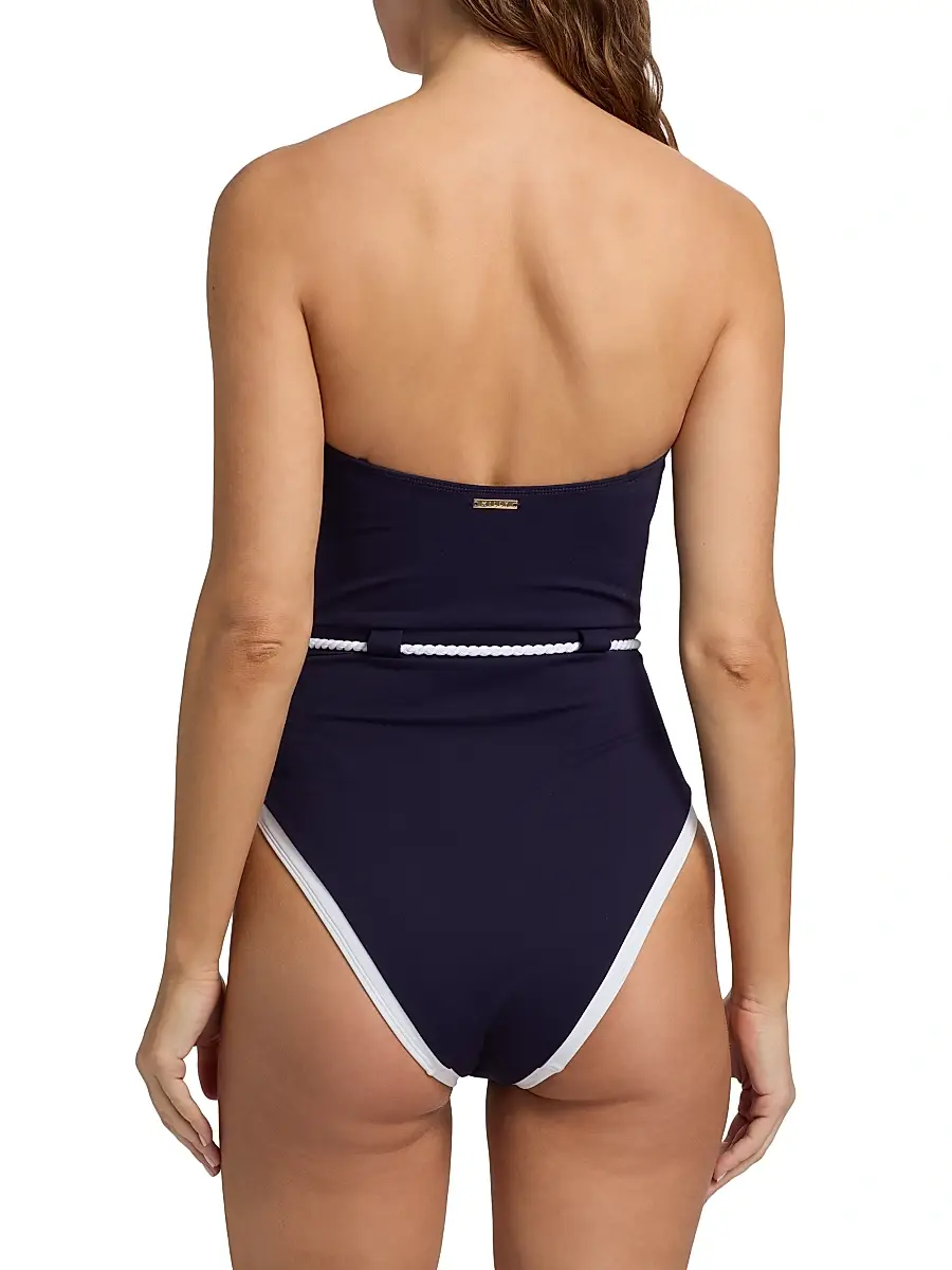Milly Women's Solid Belted One-Piece Swimsuit | Thumbnail 4 Milly Women's Solid Belted One-Piece Swimsuit | Thumbnail 4