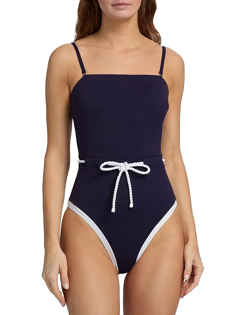 Milly Women's Solid Belted One-Piece Swimsuit | Thumbnail 5 Milly Women's Solid Belted One-Piece Swimsuit | Thumbnail 5