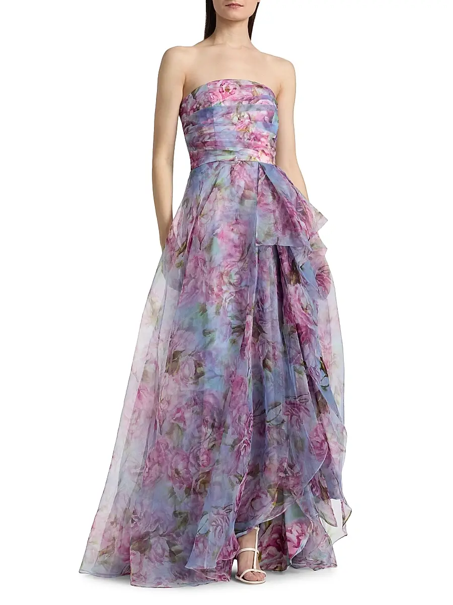 THEIA Women's Fahreta Floral Strapless Gown | Thumbnail 2 THEIA Women's Fahreta Floral Strapless Gown | Thumbnail 2