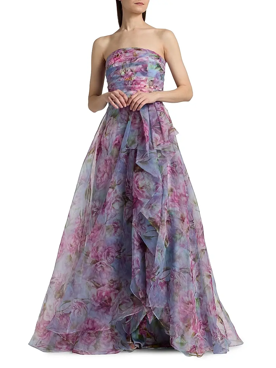 THEIA Women's Fahreta Floral Strapless Gown | Thumbnail 3 THEIA Women's Fahreta Floral Strapless Gown | Thumbnail 3
