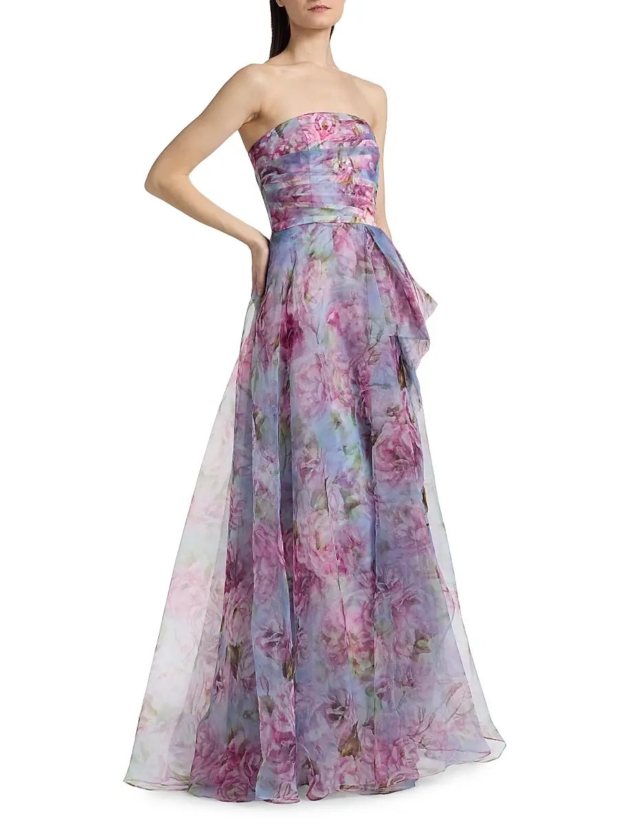 THEIA Women's Fahreta Floral Strapless Gown | Thumbnail 4 THEIA Women's Fahreta Floral Strapless Gown | Thumbnail 4