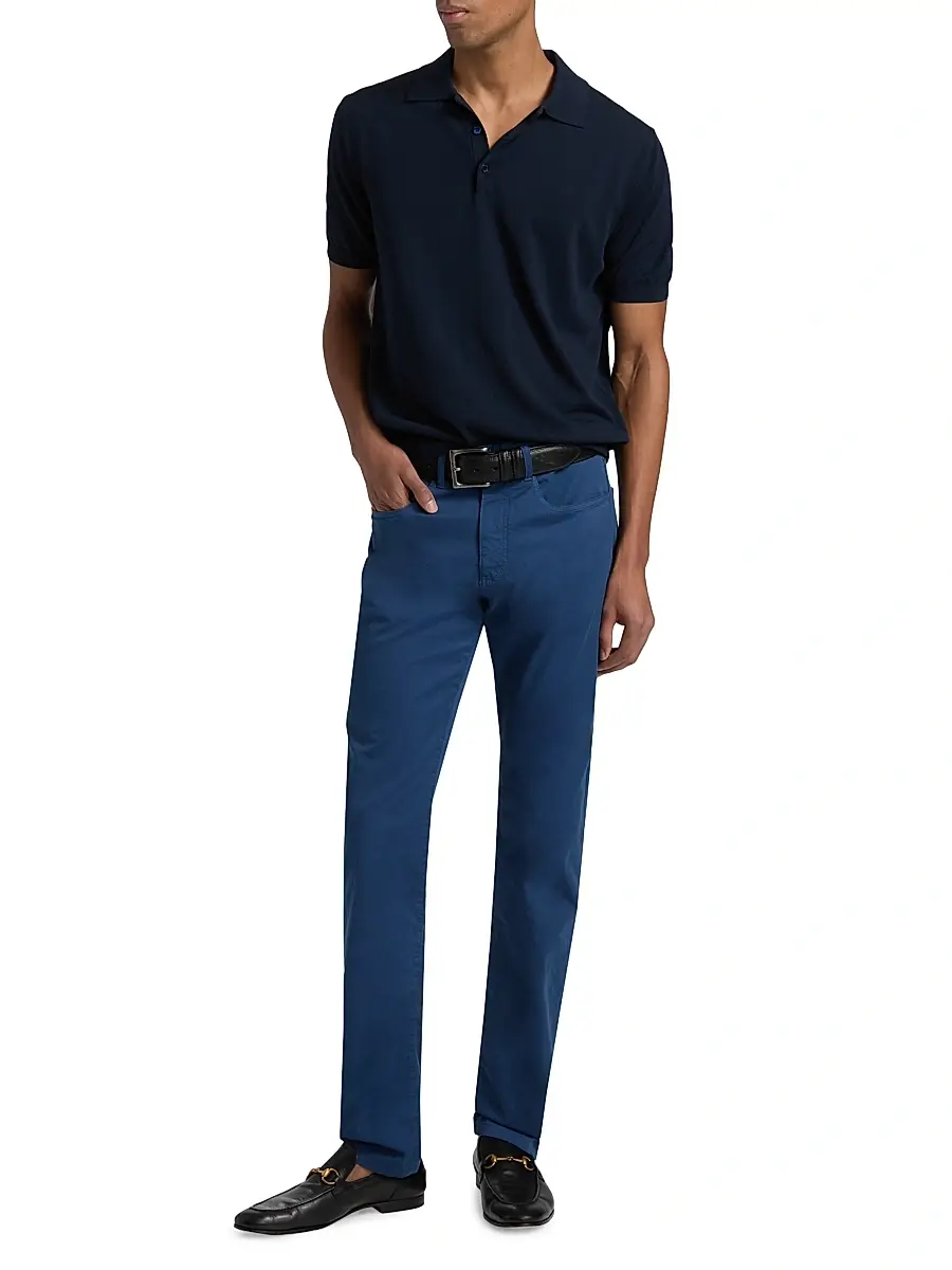 Canali Men's Knit Cotton Polo Shirt | Thumbnail 2 Canali Men's Knit Cotton Polo Shirt | Thumbnail 2