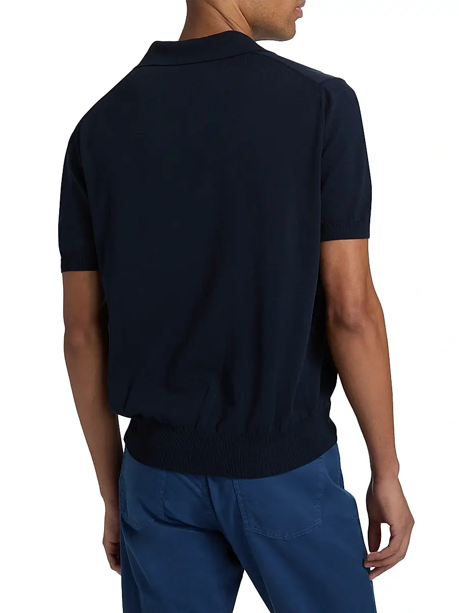 Canali Men's Knit Cotton Polo Shirt | Thumbnail 5 Canali Men's Knit Cotton Polo Shirt | Thumbnail 5