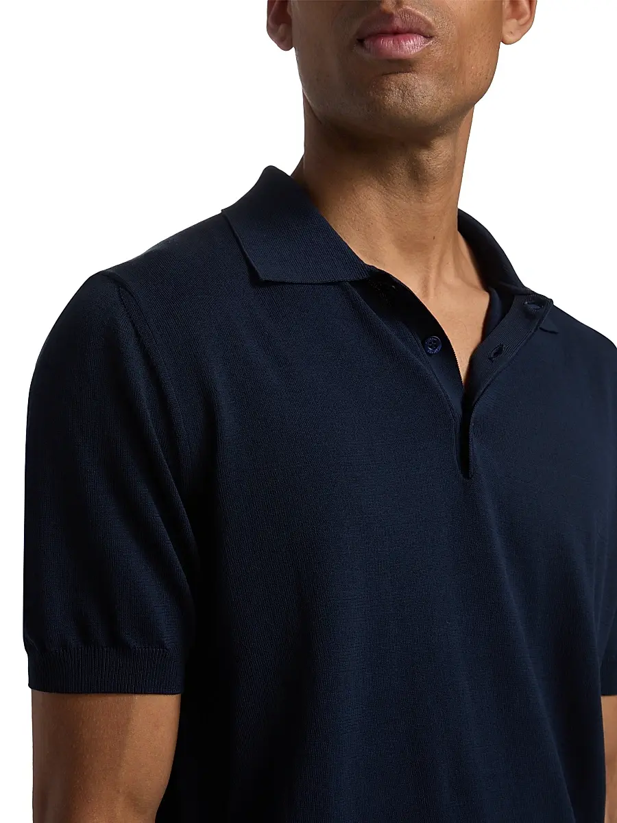 Canali Men's Knit Cotton Polo Shirt | Thumbnail 6 Canali Men's Knit Cotton Polo Shirt | Thumbnail 6