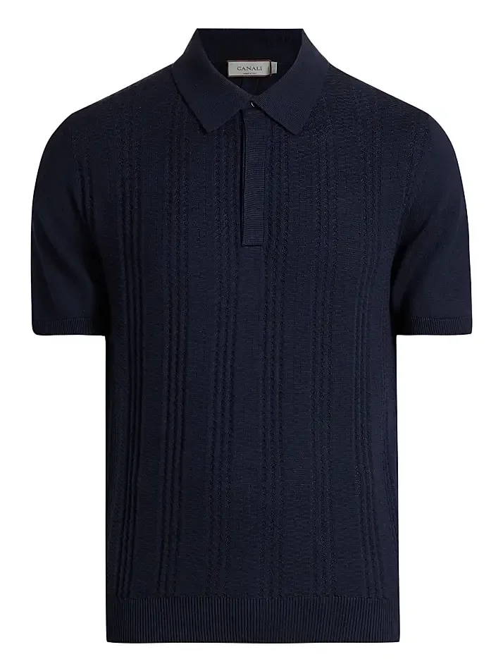 Men's Vertical-Stitch Cotton-Blend Polo Shirt