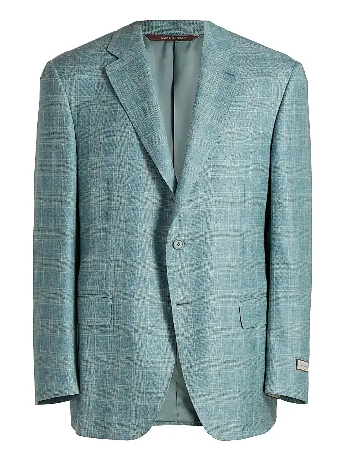 Men's Siena Textured Plaid Wool-Blend Sport Coat