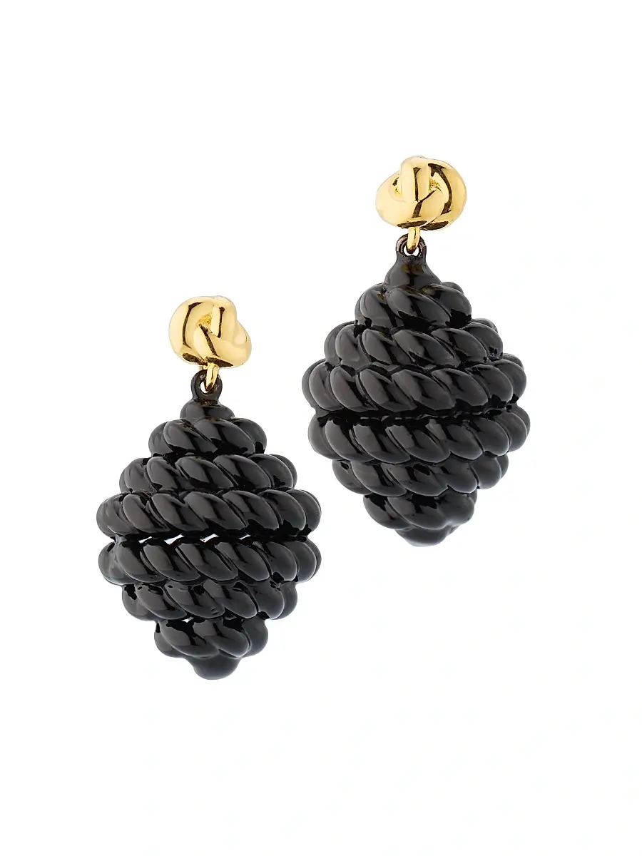 Toteme Women's Rope 24K-Gold-Plated Drop Earrings - Black Gold | Image 1 Toteme Women's Rope 24K-Gold-Plated Drop Earrings - Black Gold | Image 1