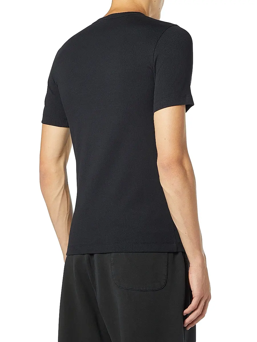 Diesel Men's Logo Ribbed Stretch-Cotton T-Shirt | Thumbnail 3