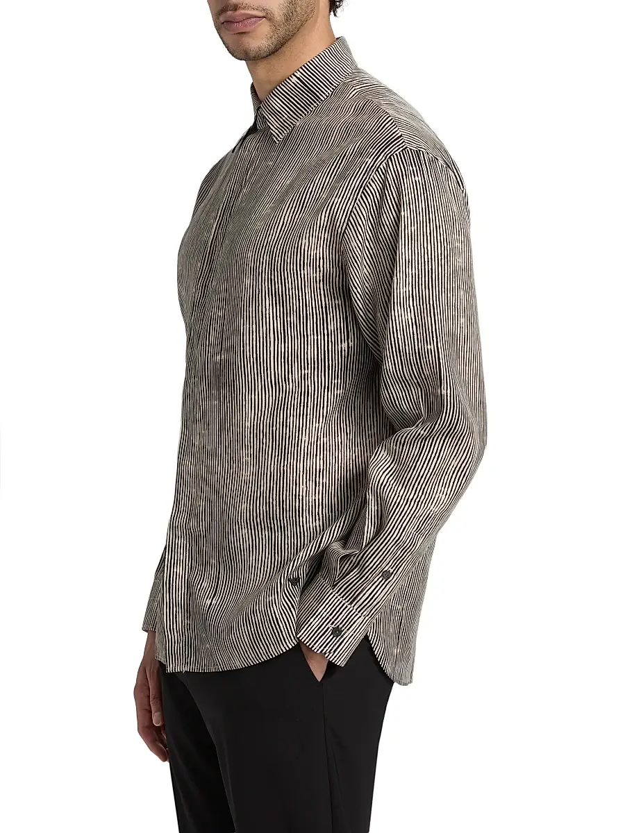 Emporio Armani Men's Irregular Stripe Sport Shirt | Thumbnail 4 Emporio Armani Men's Irregular Stripe Sport Shirt | Thumbnail 4