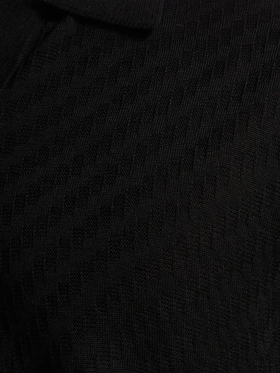 Emporio Armani Men's Textured Jacquard Johnny Collar Polo Shirt | Thumbnail 7