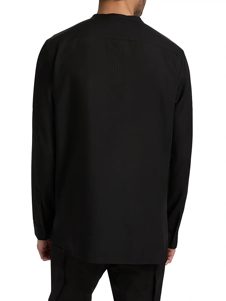 Rick Owens Men's Larry Fogpocket Surplice V-Neck Wool Shirt | Thumbnail 5 Rick Owens Men's Larry Fogpocket Surplice V-Neck Wool Shirt | Thumbnail 5