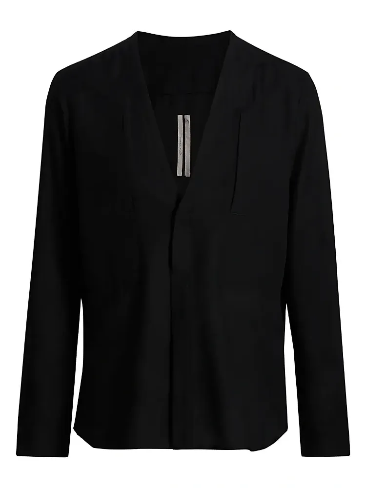 Men's Larry Fogpocket Surplice V-Neck Wool Shirt Men's Larry Fogpocket Surplice V-Neck Wool Shirt