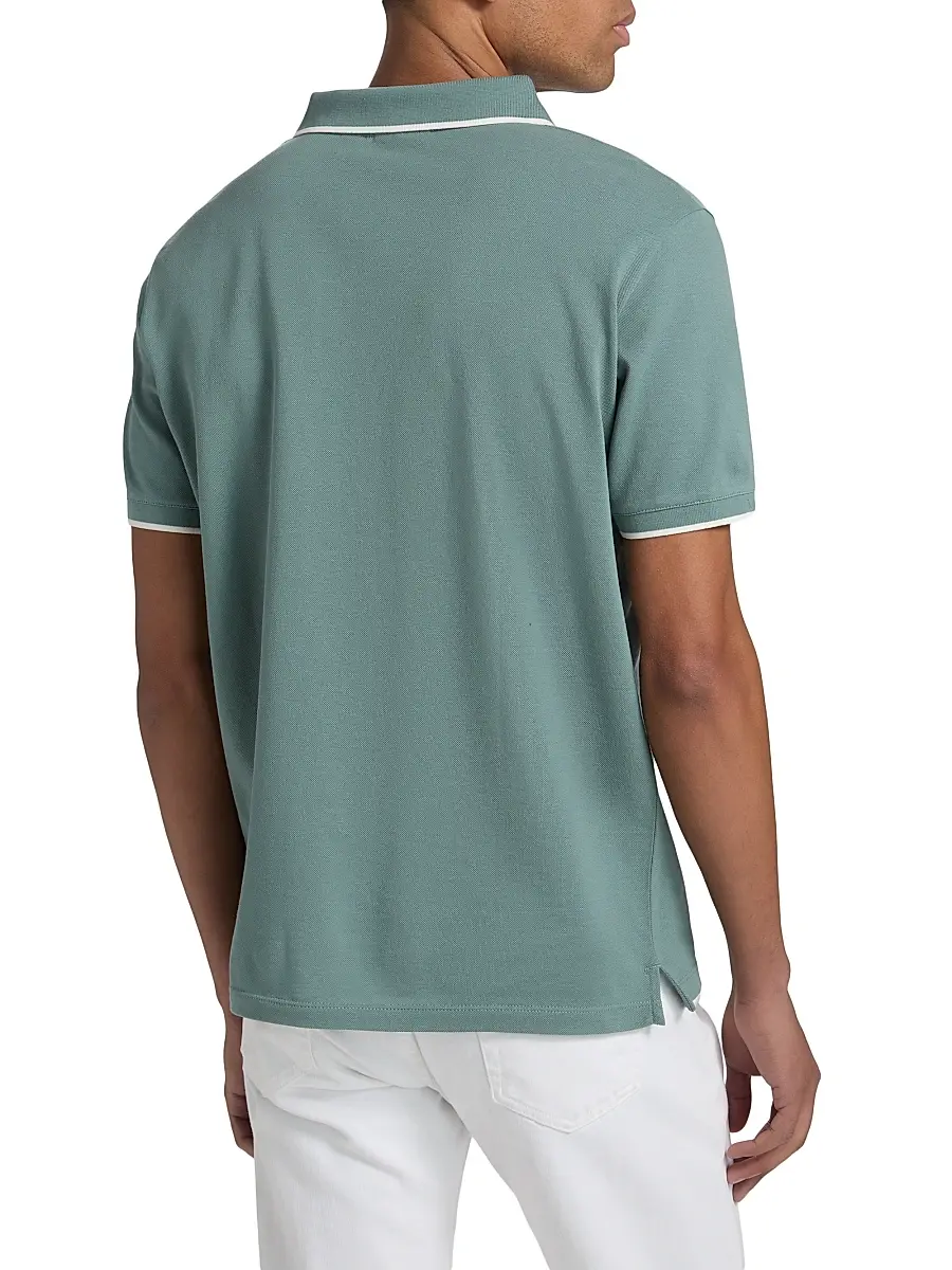 Emporio Armani Men's Tipped Cotton Johnny Collar Polo Shirt | Thumbnail 5 Emporio Armani Men's Tipped Cotton Johnny Collar Polo Shirt | Thumbnail 5