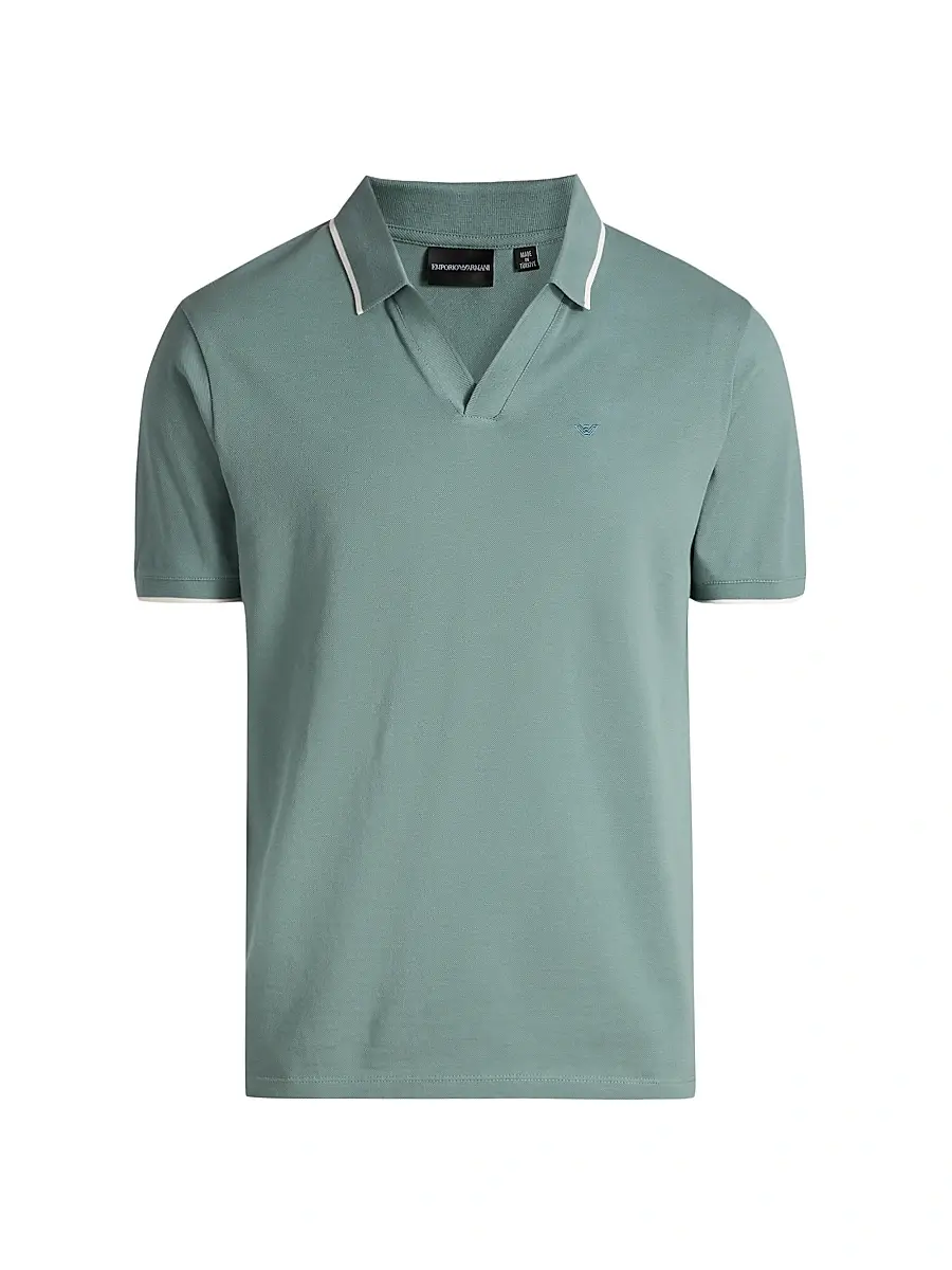 Emporio Armani Men's Tipped Cotton Johnny Collar Polo Shirt