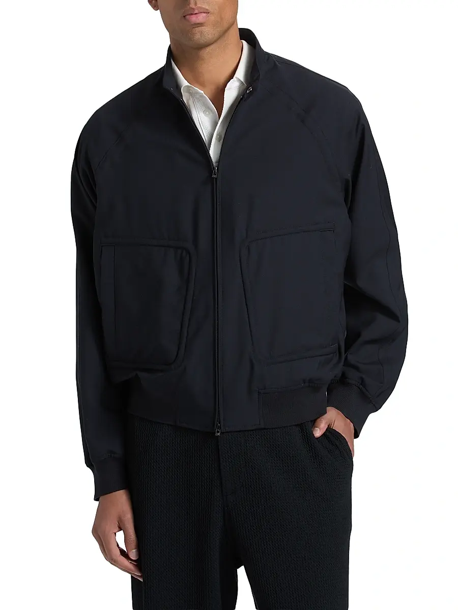 Emporio Armani Men's Oversized Pocket Wool Bomber Jacket | Thumbnail 3