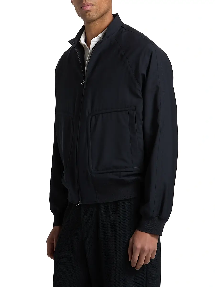 Emporio Armani Men's Oversized Pocket Wool Bomber Jacket | Thumbnail 4