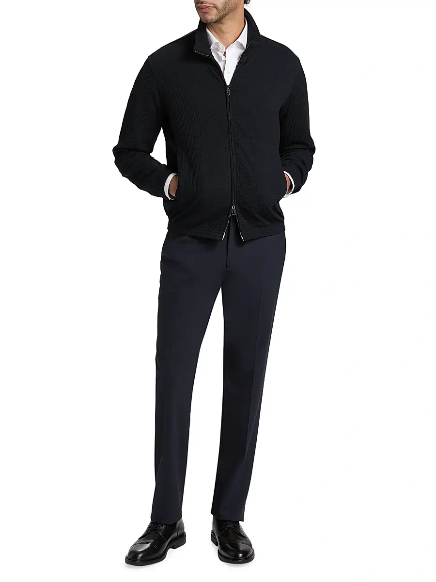 Emporio Armani Men's Textured Jersey Track Jacket | Thumbnail 2 Emporio Armani Men's Textured Jersey Track Jacket | Thumbnail 2
