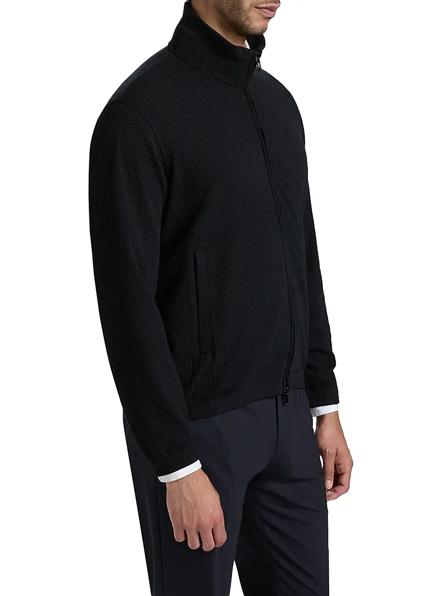 Emporio Armani Men's Textured Jersey Track Jacket | Thumbnail 4 Emporio Armani Men's Textured Jersey Track Jacket | Thumbnail 4