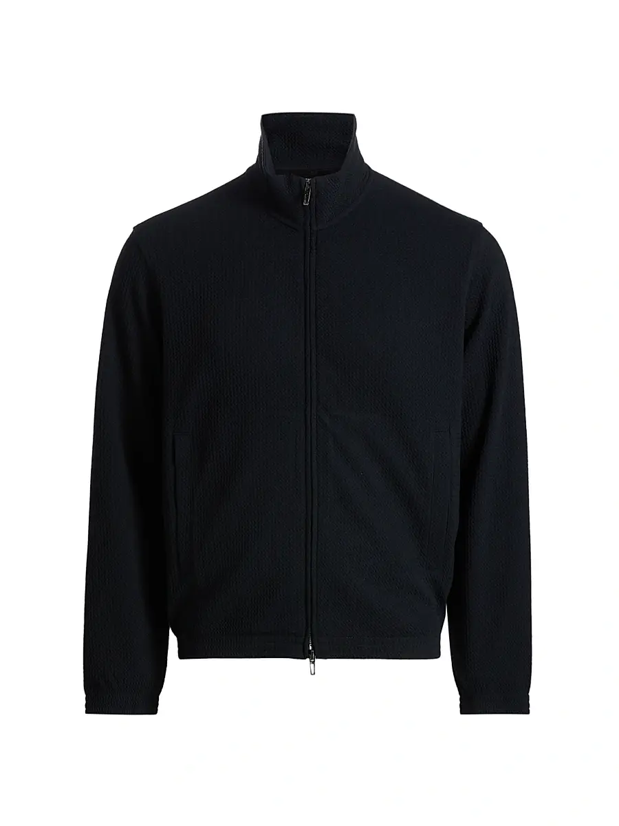 Emporio Armani Men's Textured Jersey Track Jacket | Image 1 Emporio Armani Men's Textured Jersey Track Jacket | Image 1