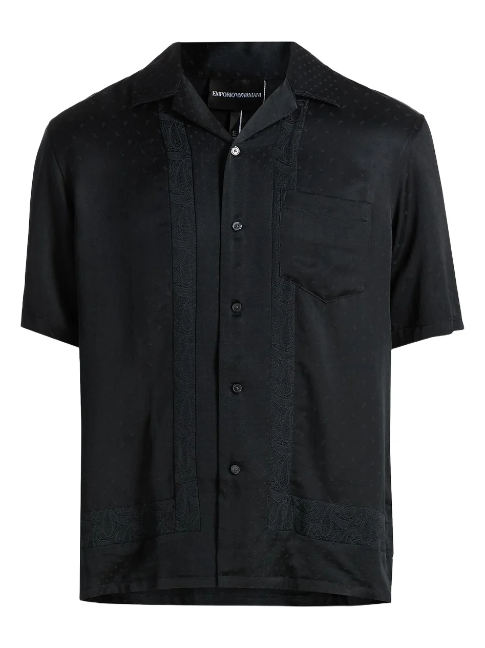 Emporio Armani Men's Paisley Satin Camp Shirt
