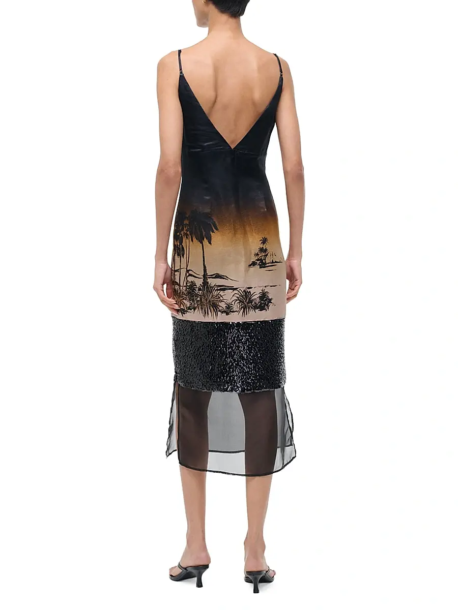Staud Women's Nalu Printed Sequin-Embellished Linen-Silk Midi-Slipdress | Thumbnail 4 Staud Women's Nalu Printed Sequin-Embellished Linen-Silk Midi-Slipdress | Thumbnail 4