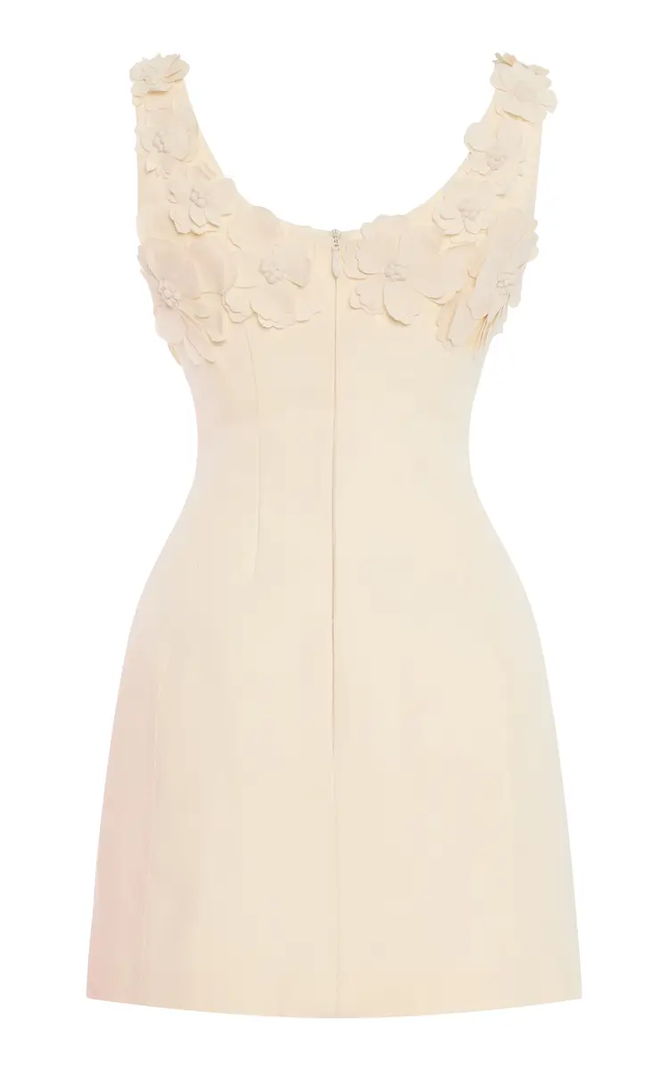 Monique Lhuillier Scoop Neck Sculpted Wool Blend Dress With Floral Neckline | Thumbnail 5