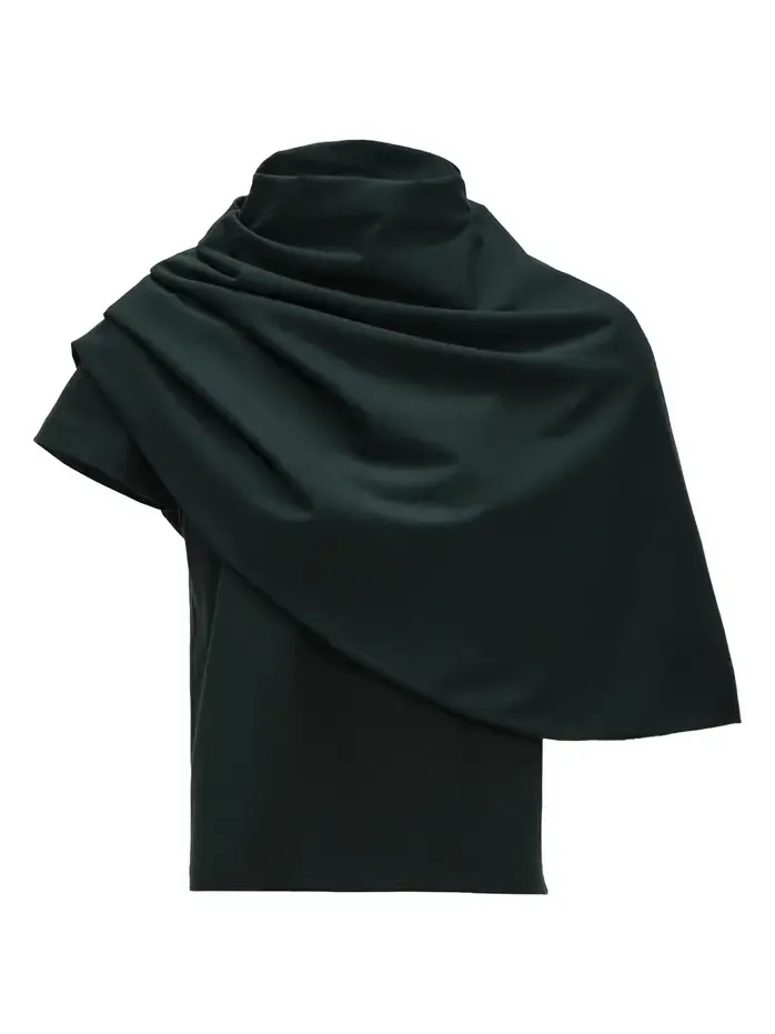 Cape-Detailed Cotton-Blend Top Cape-Detailed Cotton-Blend Top