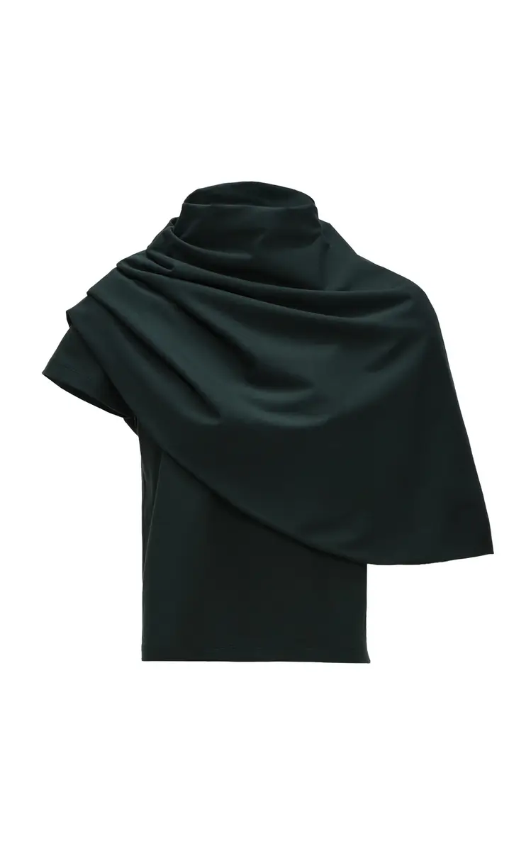 Magda Butrym Cape-Detailed Cotton-Blend Top