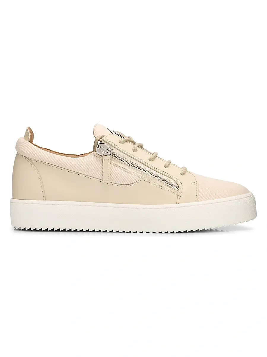 Giuseppe Zanotti Men's Double-Zip Low-Top Sneakers - Yogurt | Image 1 Giuseppe Zanotti Men's Double-Zip Low-Top Sneakers - Yogurt | Image 1