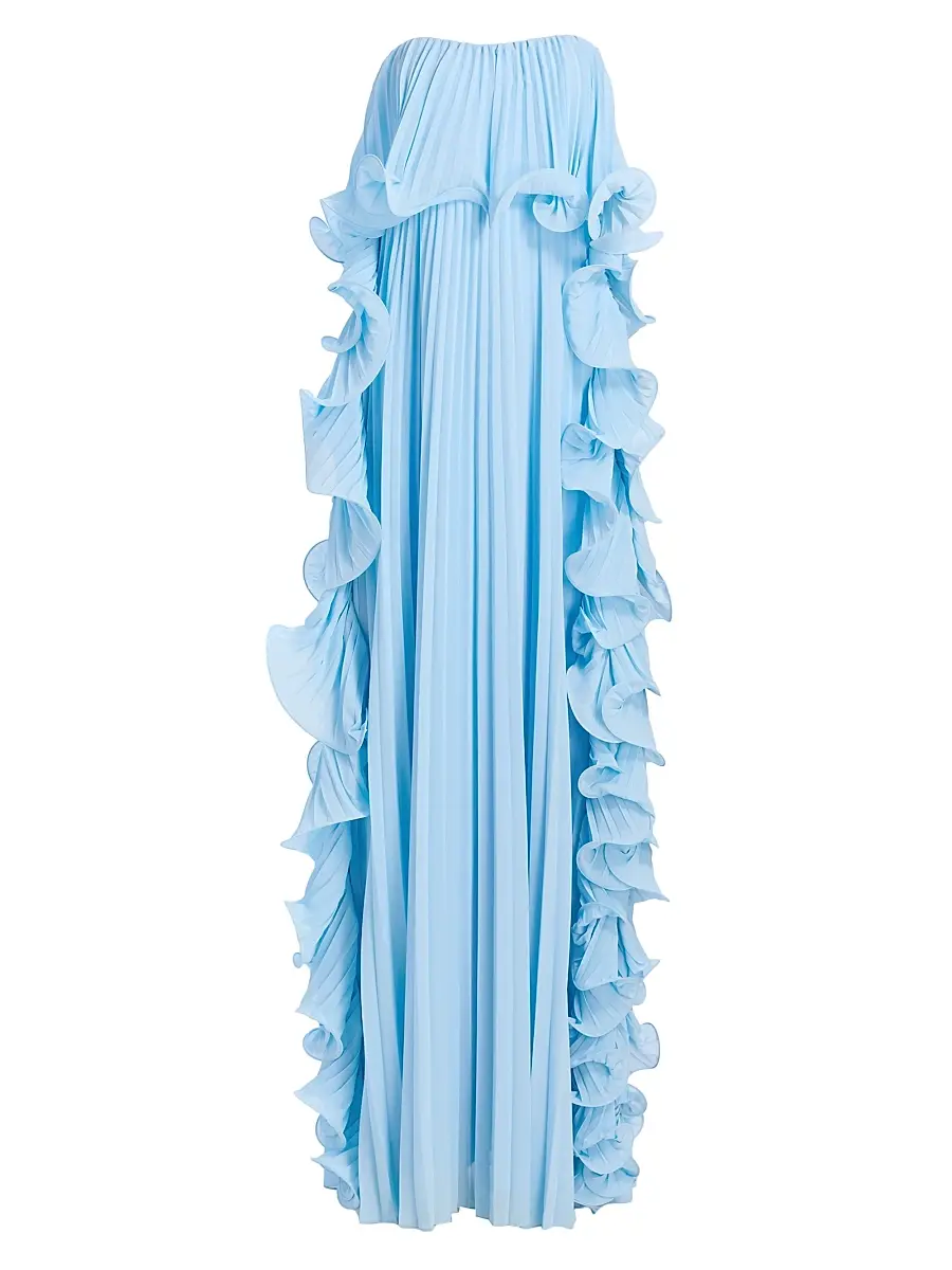 BADGLEY MISCHKA Women's Soft Pleated Frill Strapless Gown
