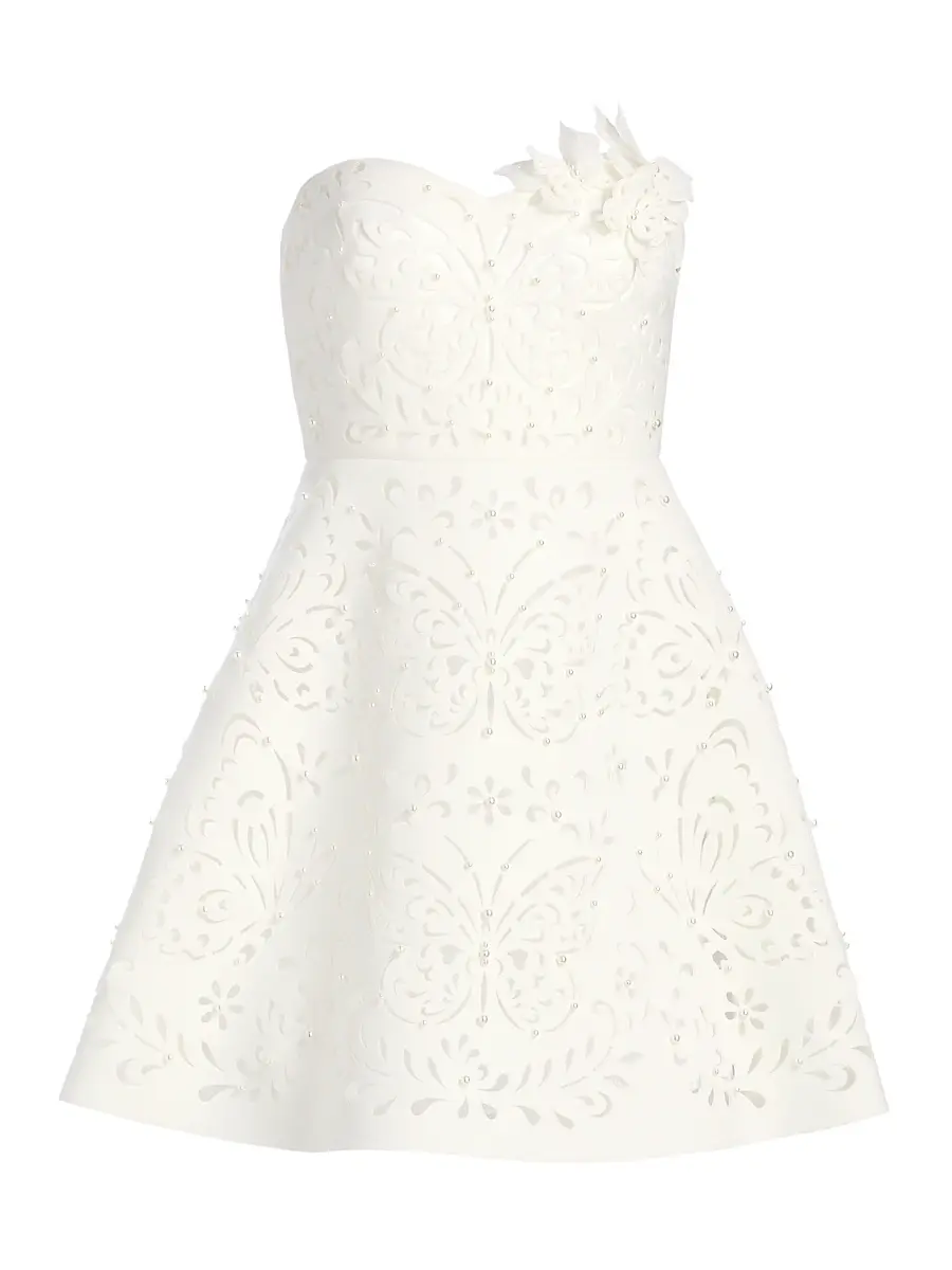 BADGLEY MISCHKA Women's Butterfly Cut-Out Embellished Strapless Scuba Cocktail Dress | Image 1 BADGLEY MISCHKA Women's Butterfly Cut-Out Embellished Strapless Scuba Cocktail Dress | Image 1
