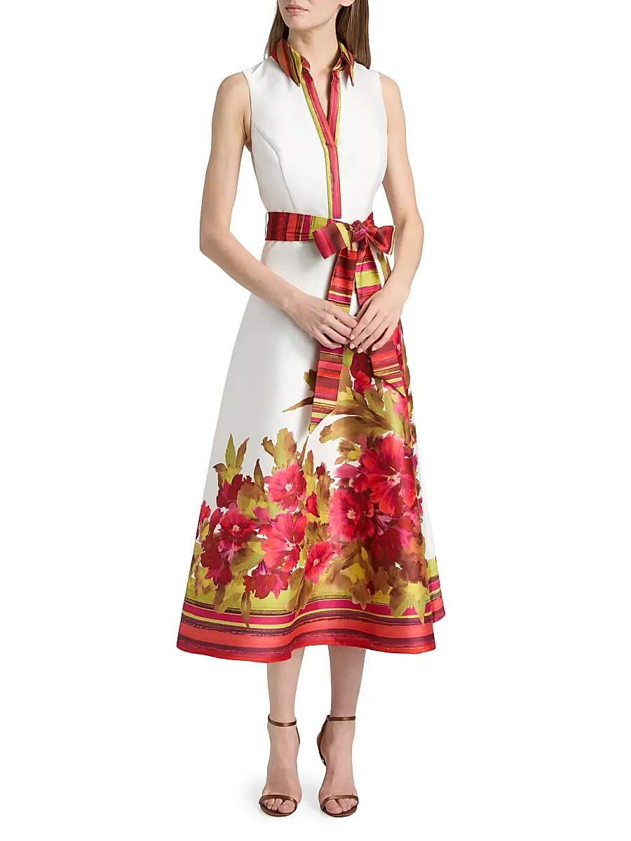 BADGLEY MISCHKA Women's Border Floral Belted Cocktail Dress | Thumbnail 3