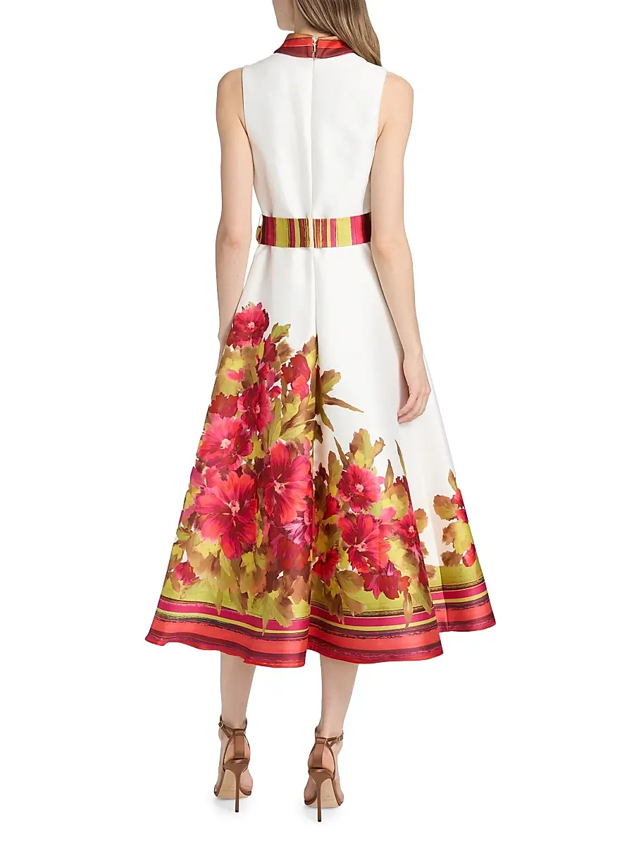BADGLEY MISCHKA Women's Border Floral Belted Cocktail Dress | Thumbnail 5