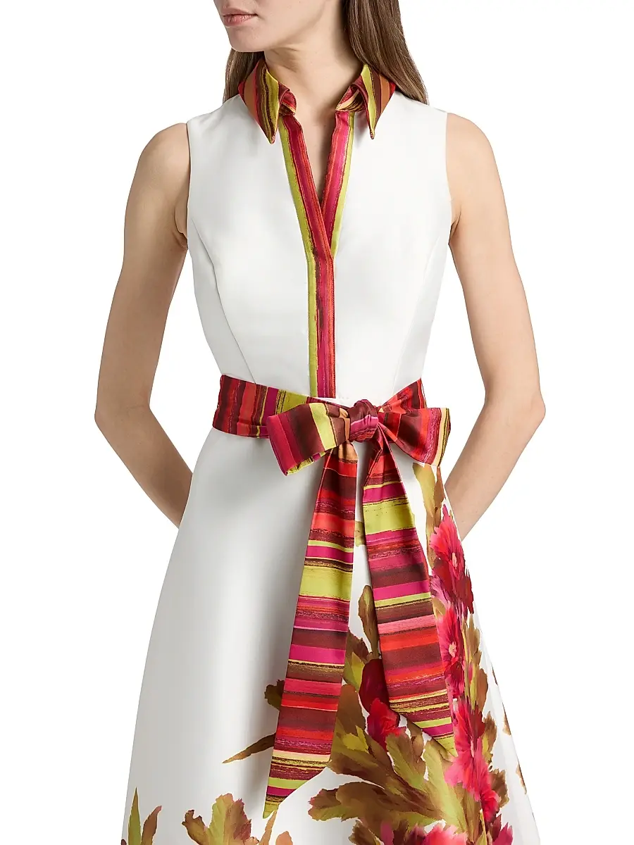 BADGLEY MISCHKA Women's Border Floral Belted Cocktail Dress | Thumbnail 6
