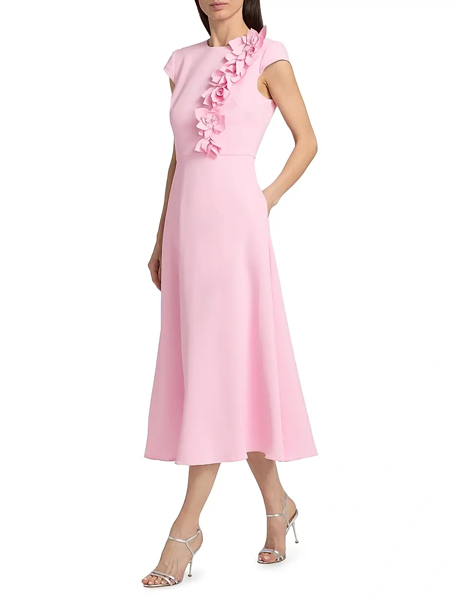 BADGLEY MISCHKA Women's Floral Appliqué Cap-Sleeve Midi-Dress | Thumbnail 2