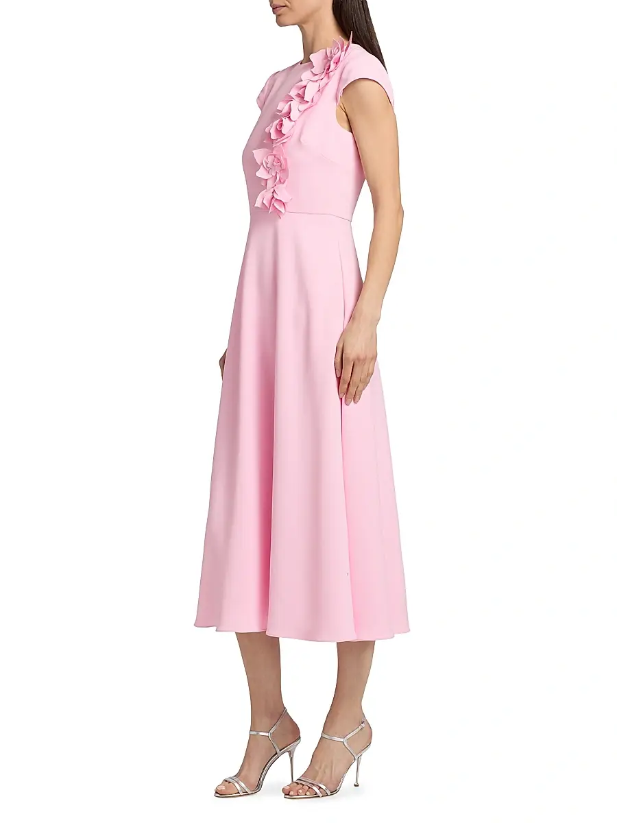 BADGLEY MISCHKA Women's Floral Appliqué Cap-Sleeve Midi-Dress | Thumbnail 4